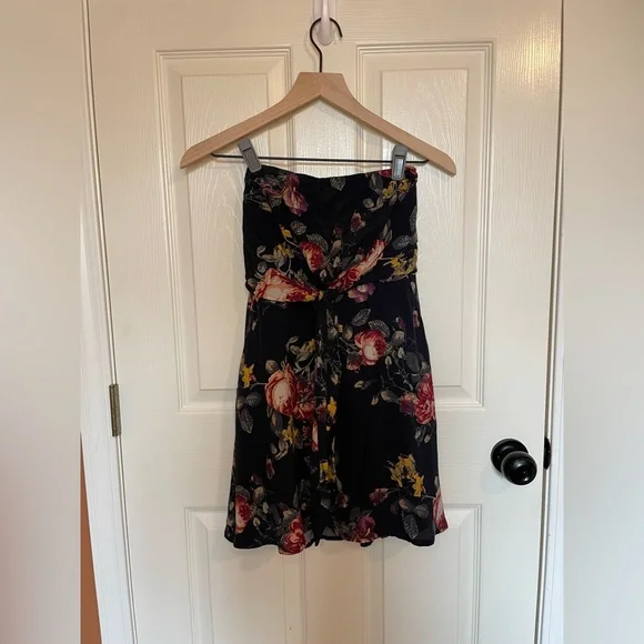 Lulus Strapless Navy Floral Mini Dress Size XS - Picture 10 of 14